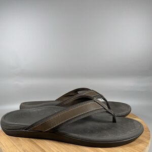 S Vionic Orthaheel Tide Brown Flip Flops Thongs Sandals‎ Men's Size 12